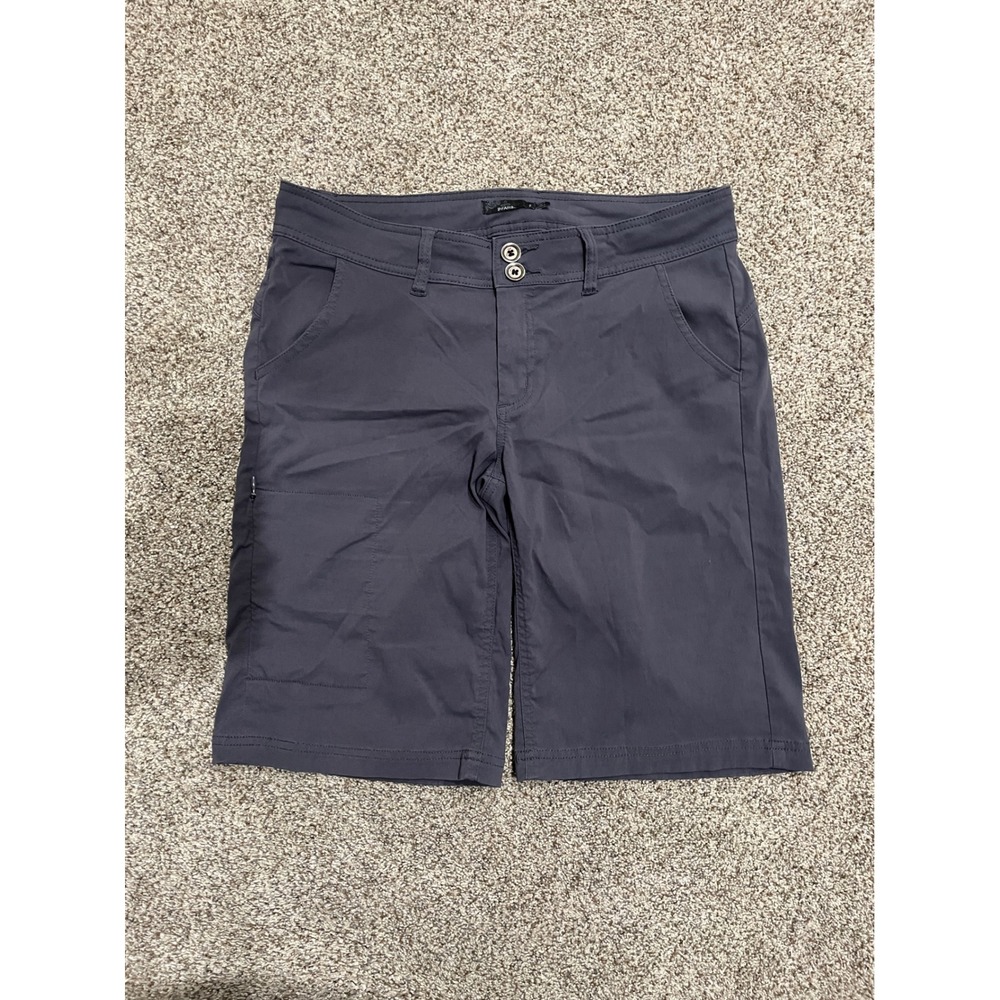 Prana Halle Hiking Shorts Womens 8 Grey Charcoal Nylon Stretch Outdoor Cargo